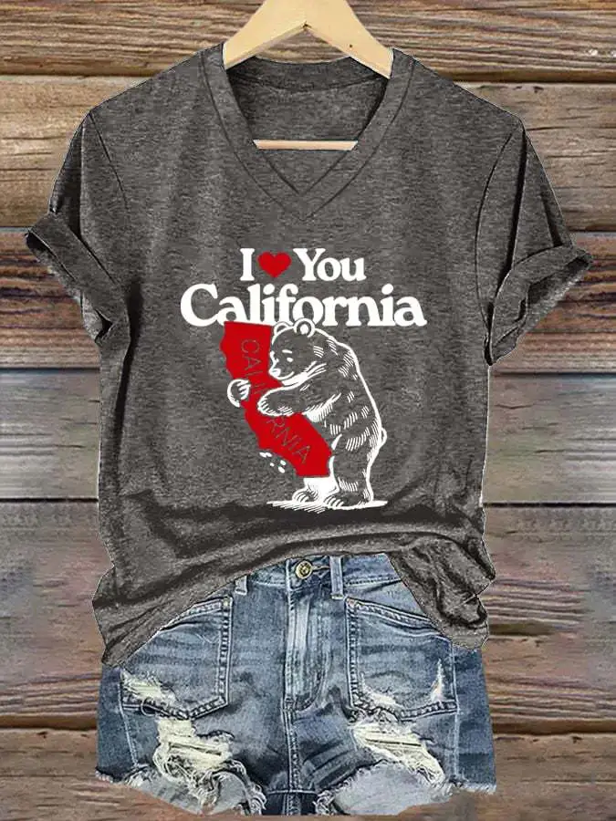 Bear Top Women's V-neck Casual Short Sleeve - Llk31-S