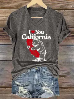 Bear Top Women's V-neck Casual Short Sleeve - Llk31-S - View 1