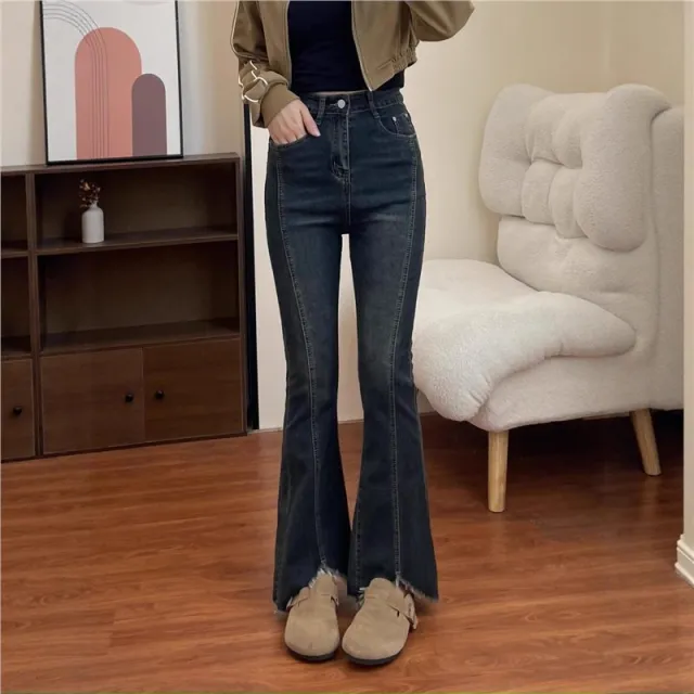 Womens Plus Size Denim Jeans With Slit And Tassel Details Gray - Shop at LoveMi