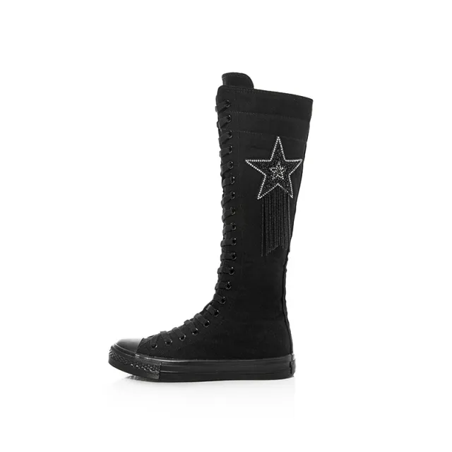 Five Pointed Star Canvas Boots Black - Shop at LoveMi
