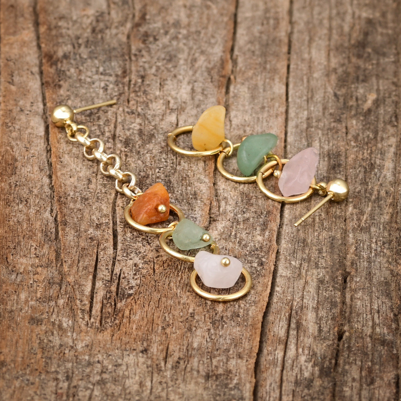 Women's Personalized Delicate Long And Short Round Crystal Earrings