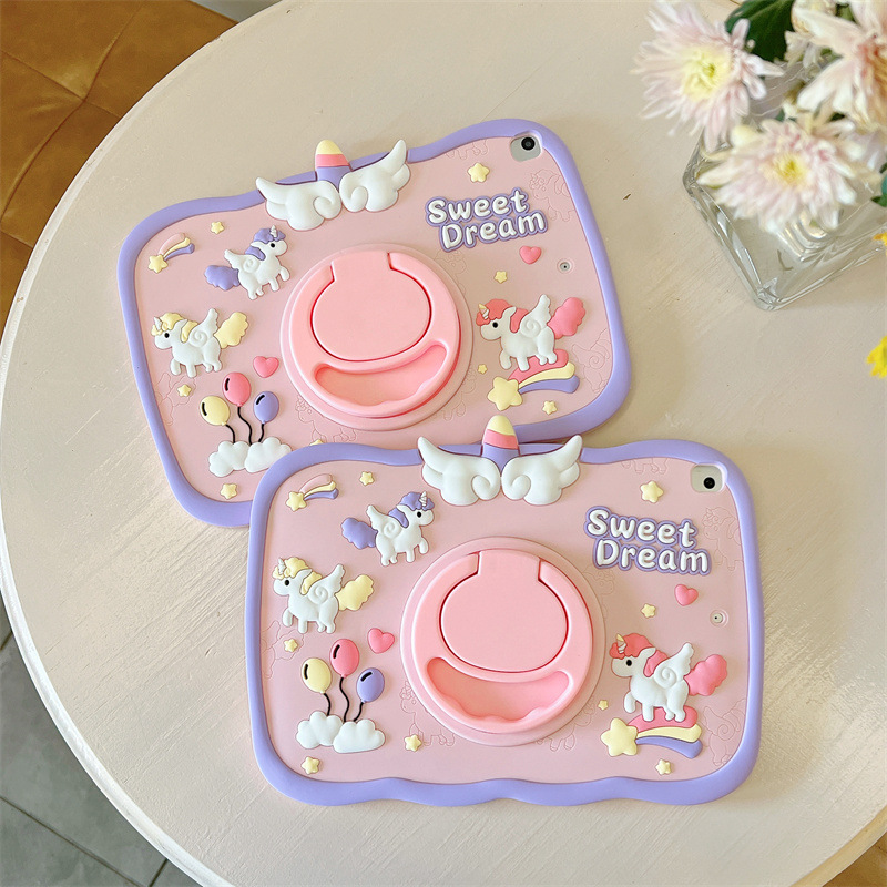 Title 5, Silicone Cartoon 360-degree Bracket Tablet Prot...