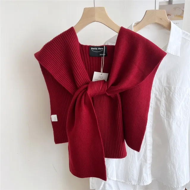 Air conditioned Room Shoulder Pad Internet Celebrity Knotted Shirt Women's Scarf Wine Red - Shop at LoveMi
