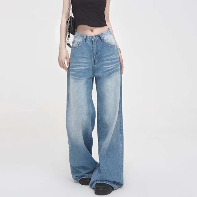 Crease Worn Looking Washed out Jeans Spring And Summer New Mop 156 Denim Color Lengthened M - Shop at LoveMi