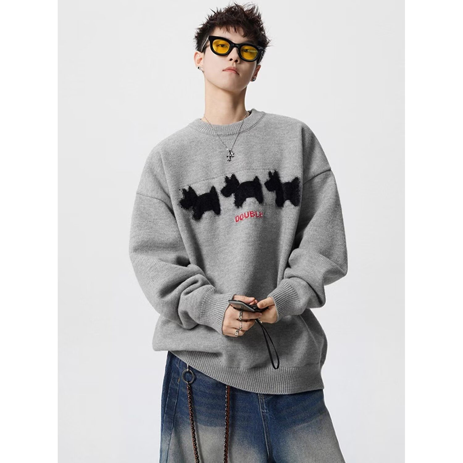 Casual Crew-neck Knit Sweater Loose-fitting And Versatile