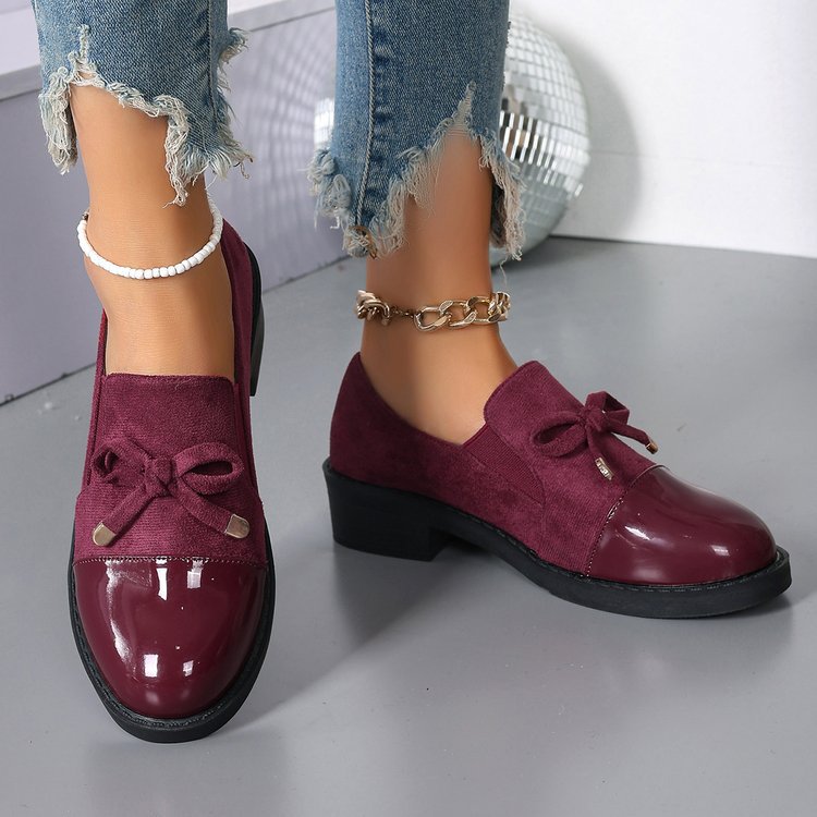 Women's Bowknot Chunky Heel One Pedal Loafer