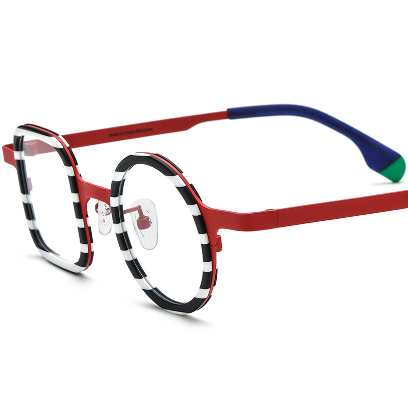 Fashion Mixed Material Titanium Eyeglass Frames, One Square And One Round, Unisex - Image 6
