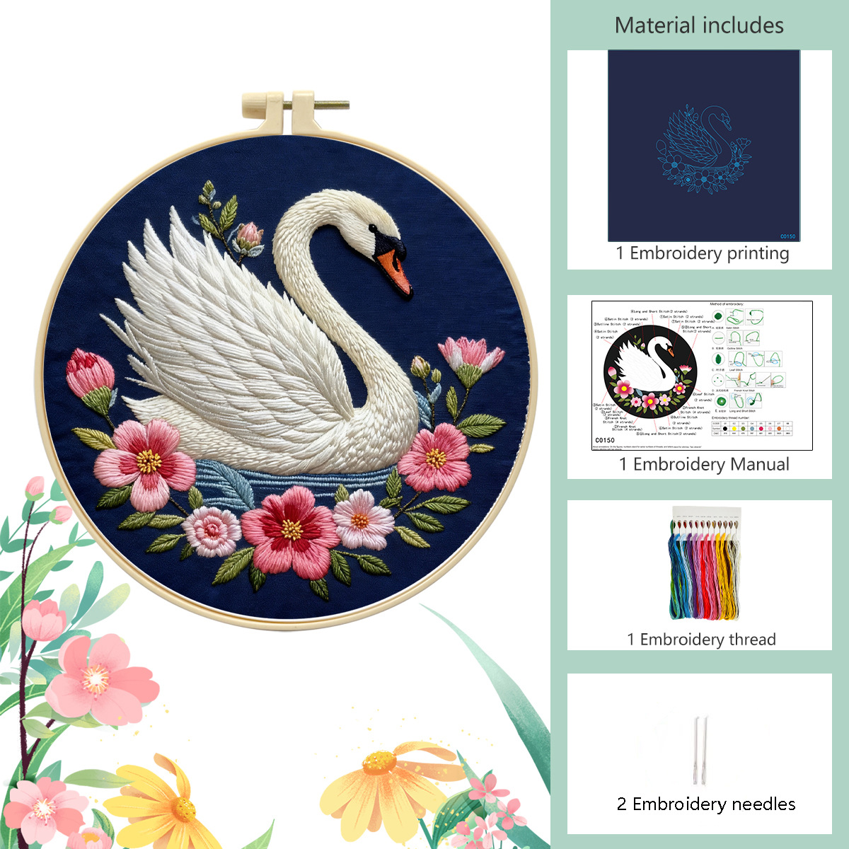 Flower & Bird Embroidery Kit - Image 5