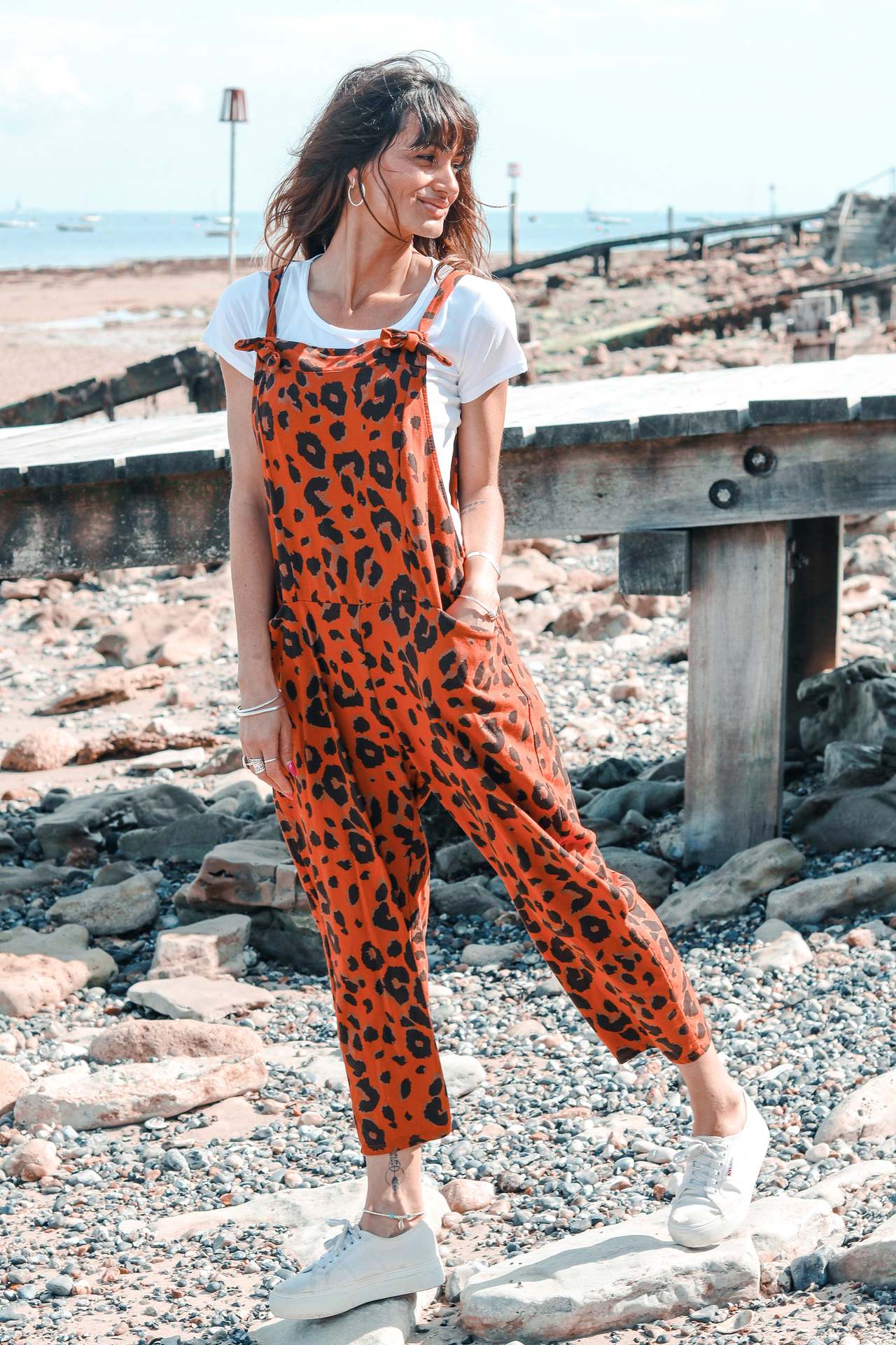 Title 8, Leopard Print Loose Plus Size All-match Jumpsuit