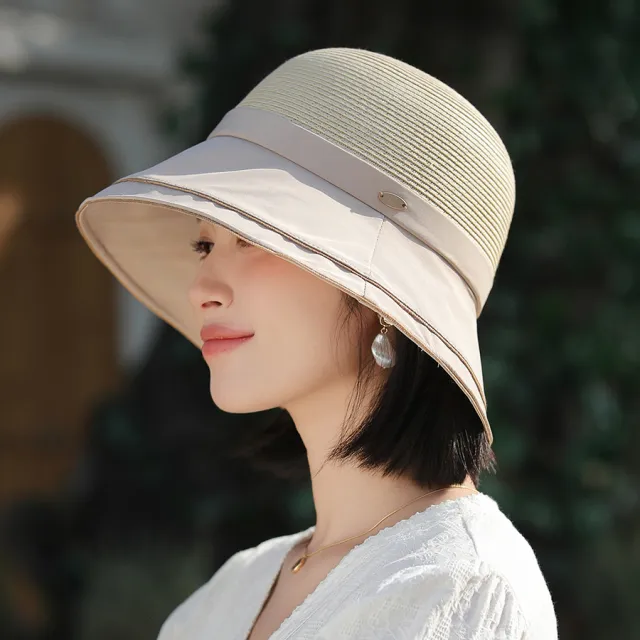 Bucket Hat Women's Stitching Sun Hat Sun proof And Breathable Bucket Hat Fashion Leisure Artistic Simple Beige - Shop at LoveMi