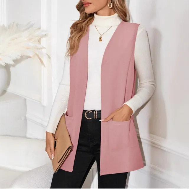 European And American Style Women New Knit Casual Cardigan Sleeveless Pink - Shop at LoveMi