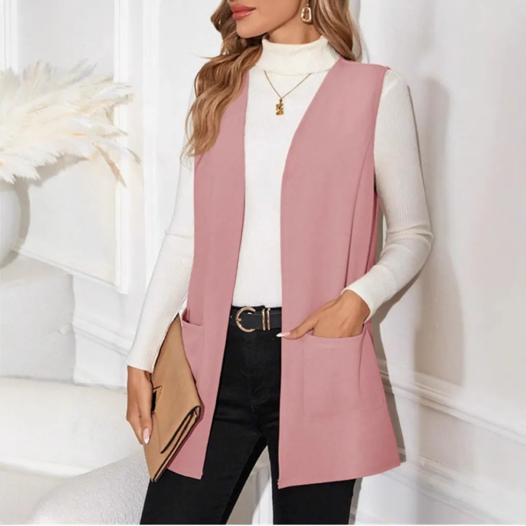 European And American Style Women New Knit Casual Cardigan Sleeveless - Pink