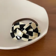 Women's Acetate Hair Ring Hair Rope - Black And White Plaid - View 1