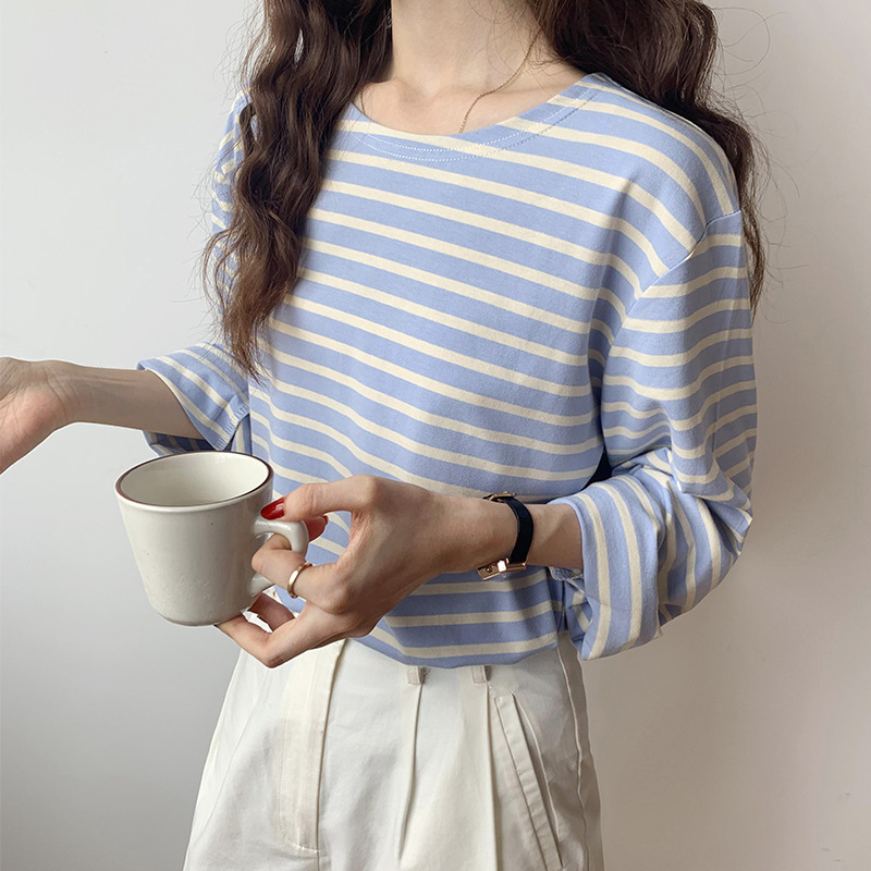 Women's Striped Long Sleeve Loose Casual Top