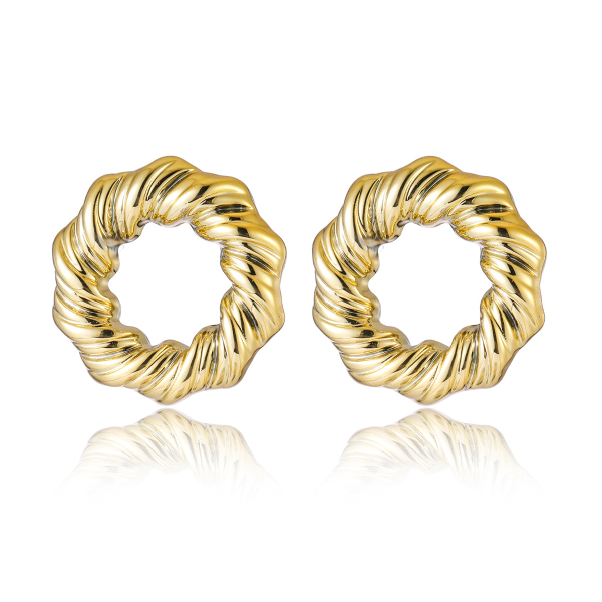 Women's Exaggerated Twisted Twist Circle Personality Gold-plated Hollow Stud Earrings