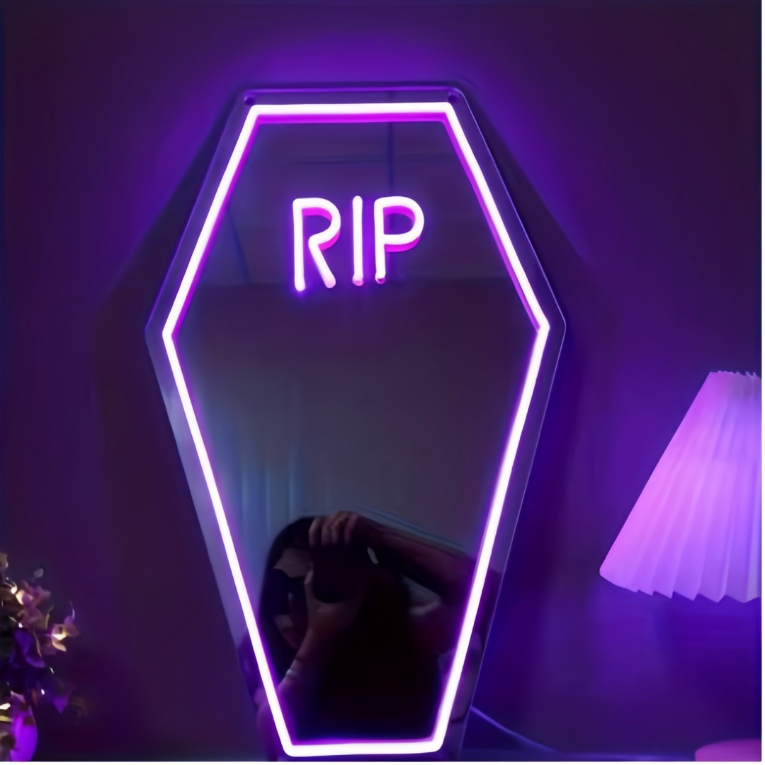 Neon Cartoon Mirror Acrylic Mirror Light Illuminated Makeup Light