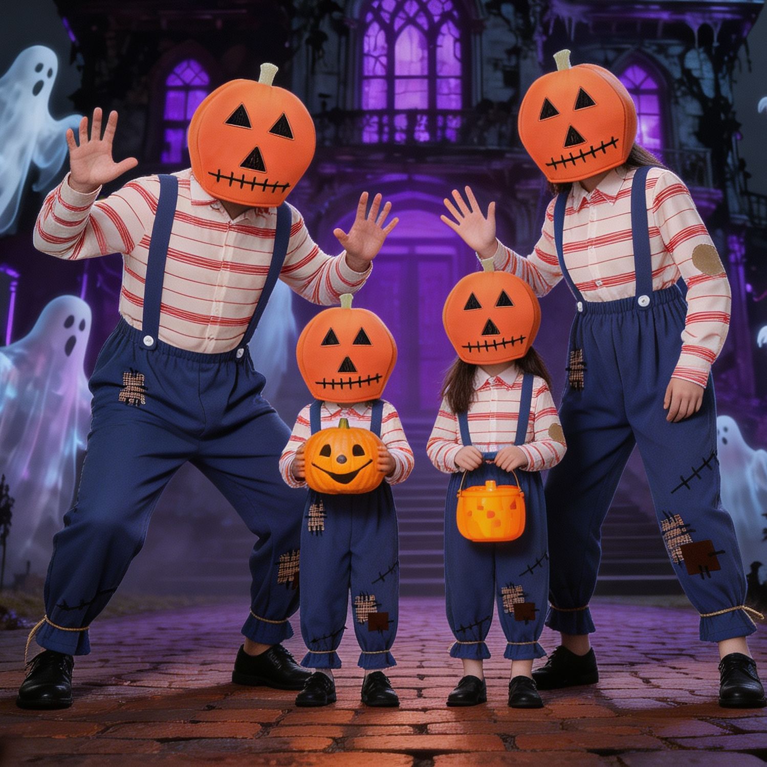Halloween Parent-Child Pumpkin Costume Set