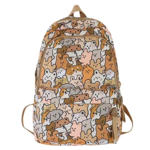 Large Capacity Mori Style Student New Graffiti Backpack Caramel Schoolbag Without Pend - Shop at LoveMi