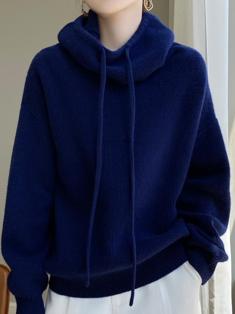 Idle Style Cashmere Knitted Sweater Skin friendly Thermal Head Cover Top Blue - Shop at LoveMi