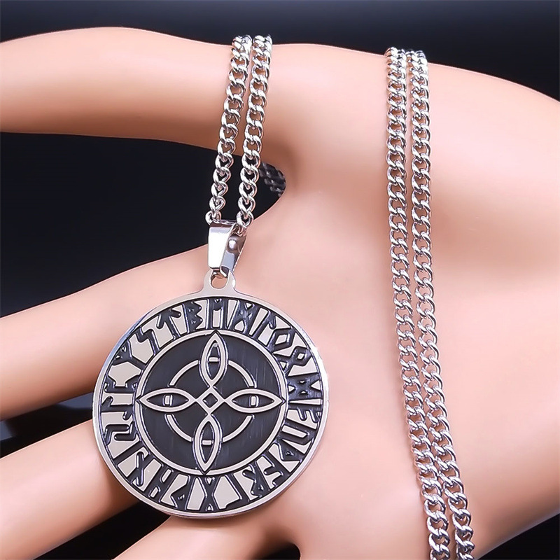 Gothic Viking Nordic Rune Stainless Steel Titanium Necklace
