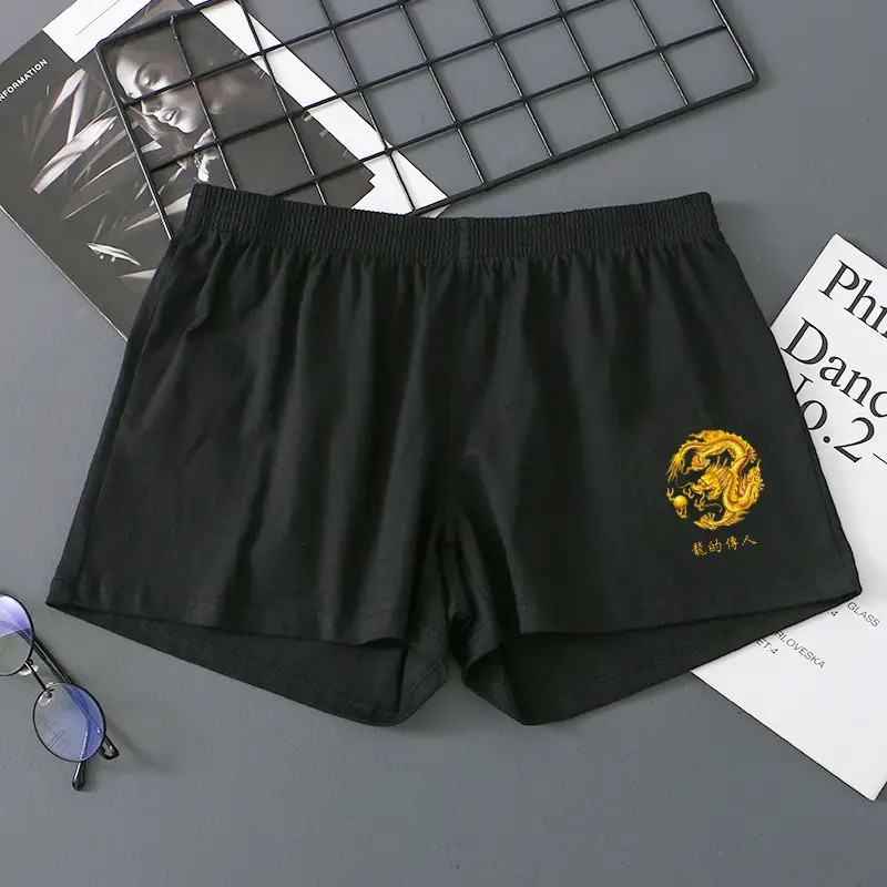 Men's Fashionable Dragon Pattern Cotton Loose Breathable Wicking Moisture-absorbing Shorts