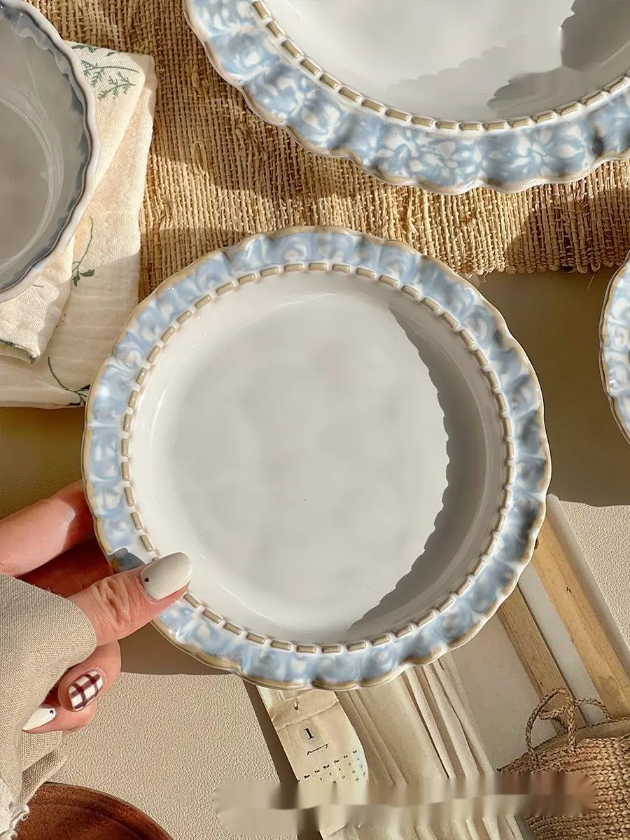 French Retro Plate Bowl High Sense Simple And Light Luxury Tableware Suit