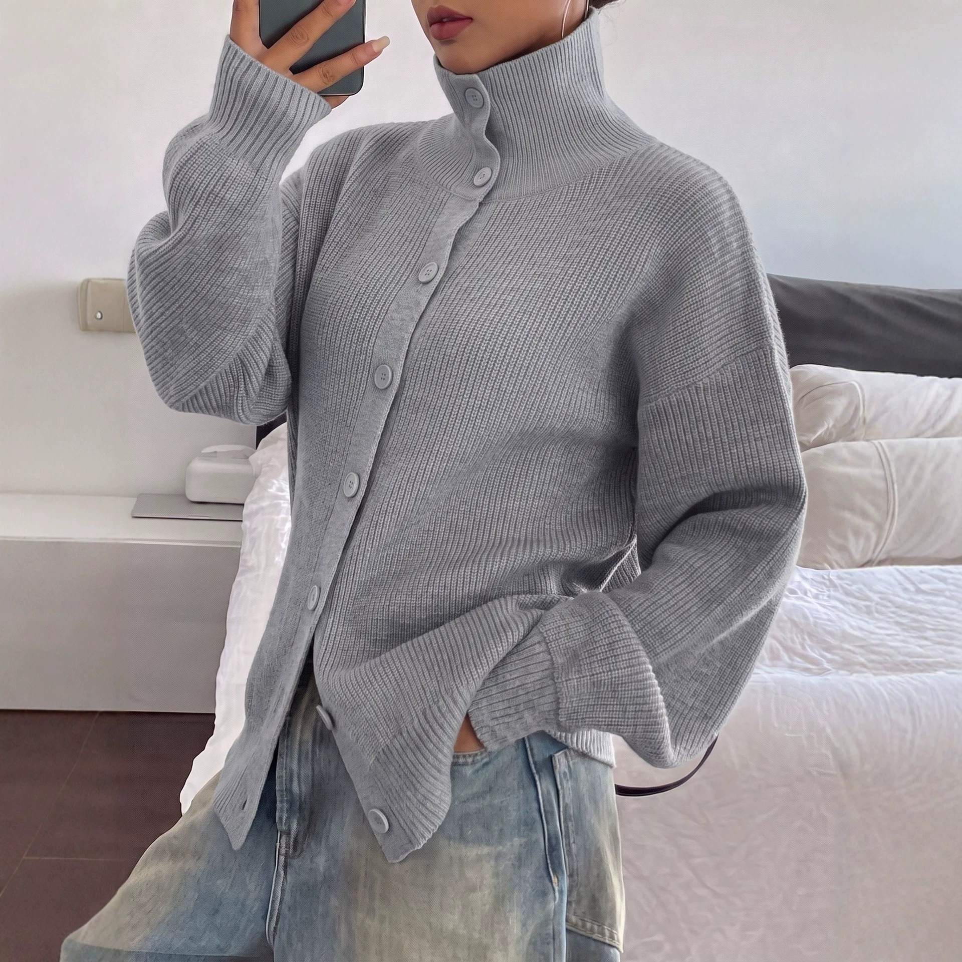 Women's Loose Fit Knit Cardigan Sweater