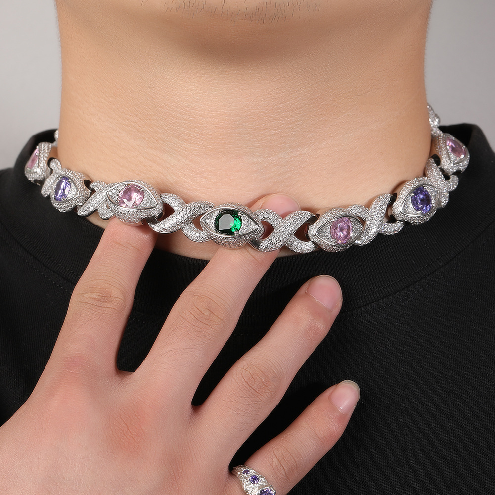 Exaggerated 15mm Zircon Infinity Eyes 8-Shape Cuban Necklace