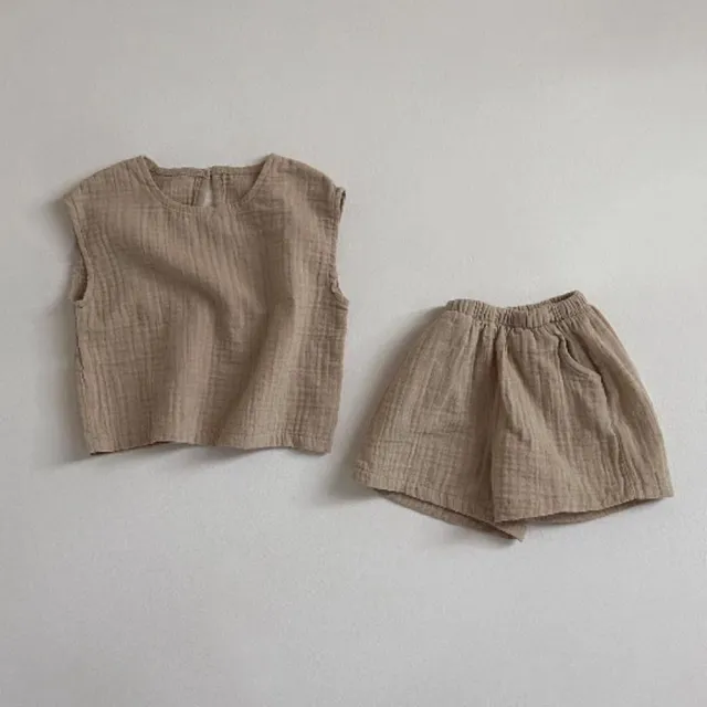 Breathable Vest Shorts Set All matching Comfortable Children Brown - Shop at LoveMi