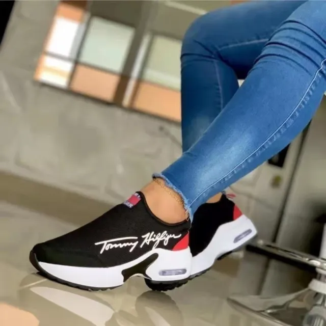 Air Cushion Lazy Dad Shoes Slip on Sneakers For Women Black - Shop at LoveMi