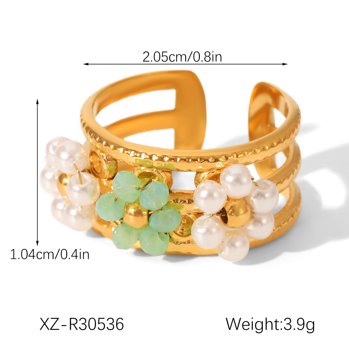 Luxury High-end Pearl And Flower Stainless Steel Ring