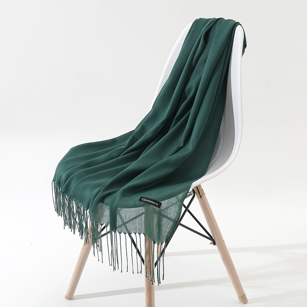 New Japanese And Korean Women's Long Autumn And Winter Cashmere-like Simple And Comfortable Versatile Fashion Solid Color Tassel Scarf Shawl