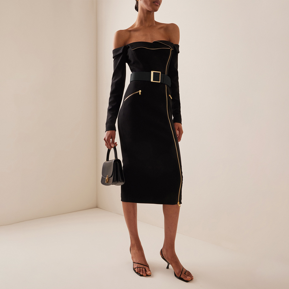 Women's Sequined One-shoulder Dress For Banquet Host Annual Meeting - Image 18