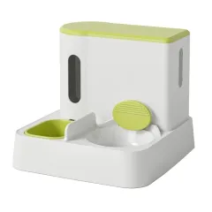 Cat Automatic Pet Feeder Water Dispenser Integrated Double Bowl Drinking Pet - Upgraded Green Electric Cycle - View 1