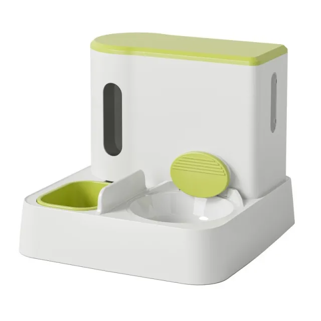 Cat Automatic Pet Feeder Water Dispenser Integrated Double Bowl Drinking Pet Upgraded Green Electric Cycle - Shop at LoveMi