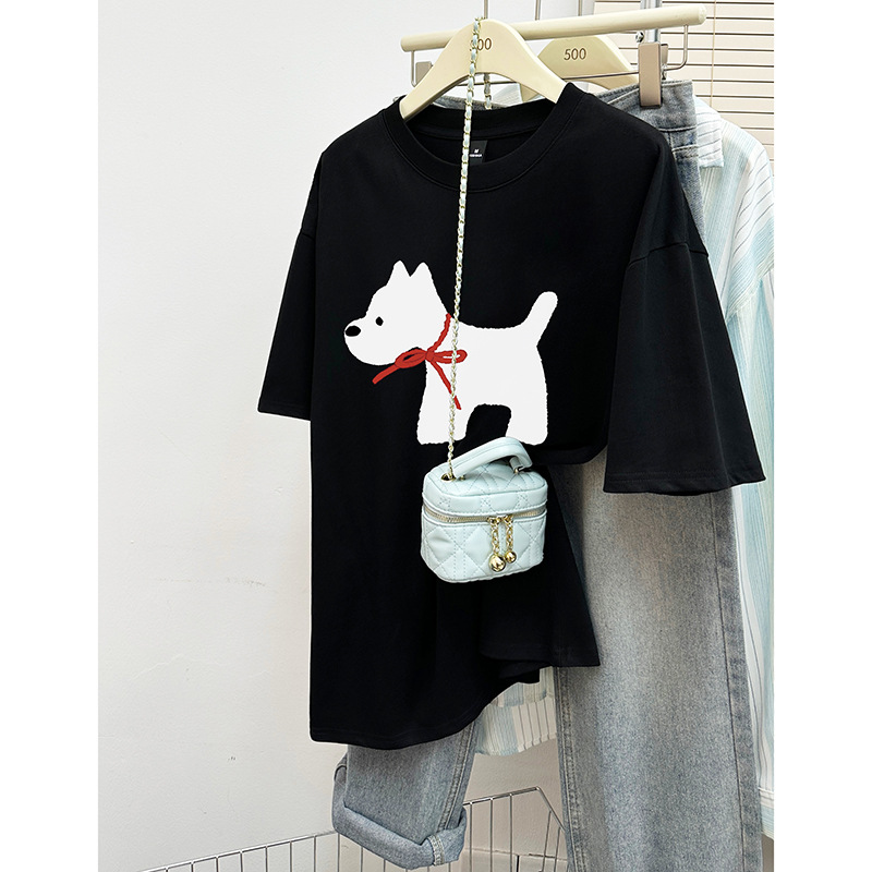 Loose Fashion Printed Half Sleeve Top Black - Shop at LoveMi