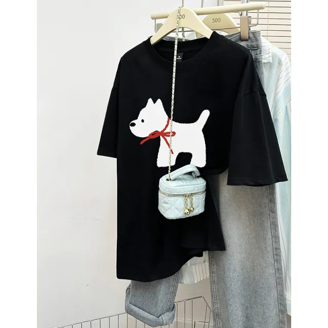 Loose Fashion Printed Half Sleeve Top Black - Shop at LoveMi