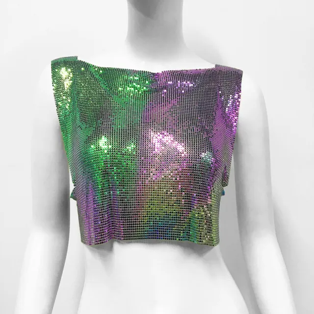 Women's Metal Sequins Top Sweet And Spicy Style Vest Colorful - Shop at LoveMi