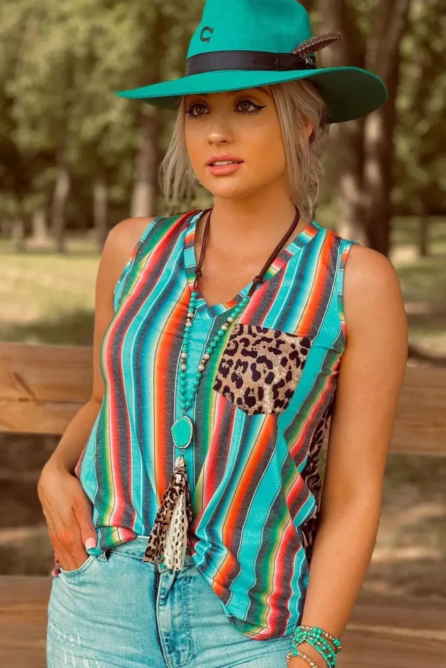 Summer New Leopard Print Color Stripes Top Ladies Loose Splicing Pullover Bottoming Vest - Shop at LoveMi