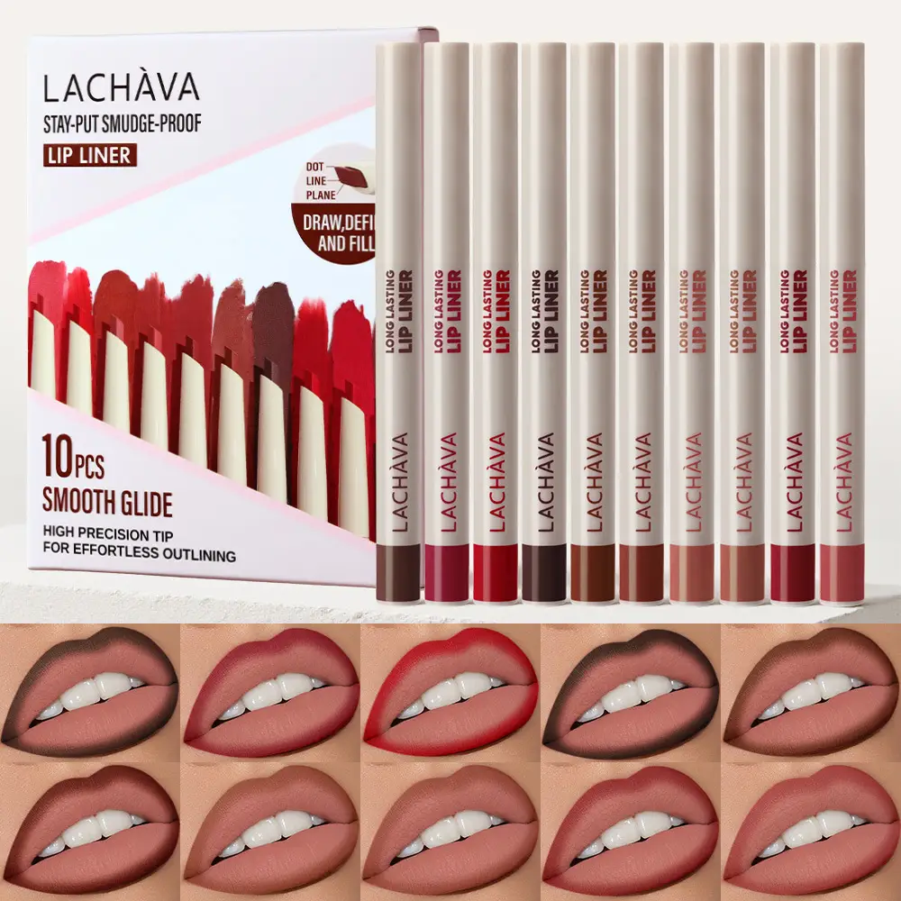 10 Color Long Lasting Color Lipstick Lip Liner Suit