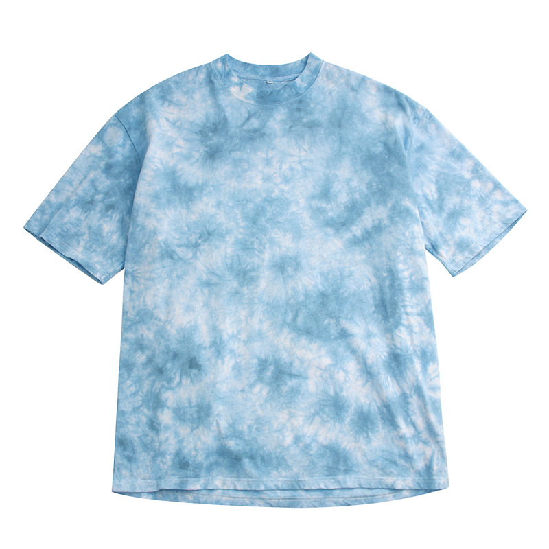 Tie dye Pattern Short sleeved T shirt Popular Style Fashion Blue - Shop at LoveMi