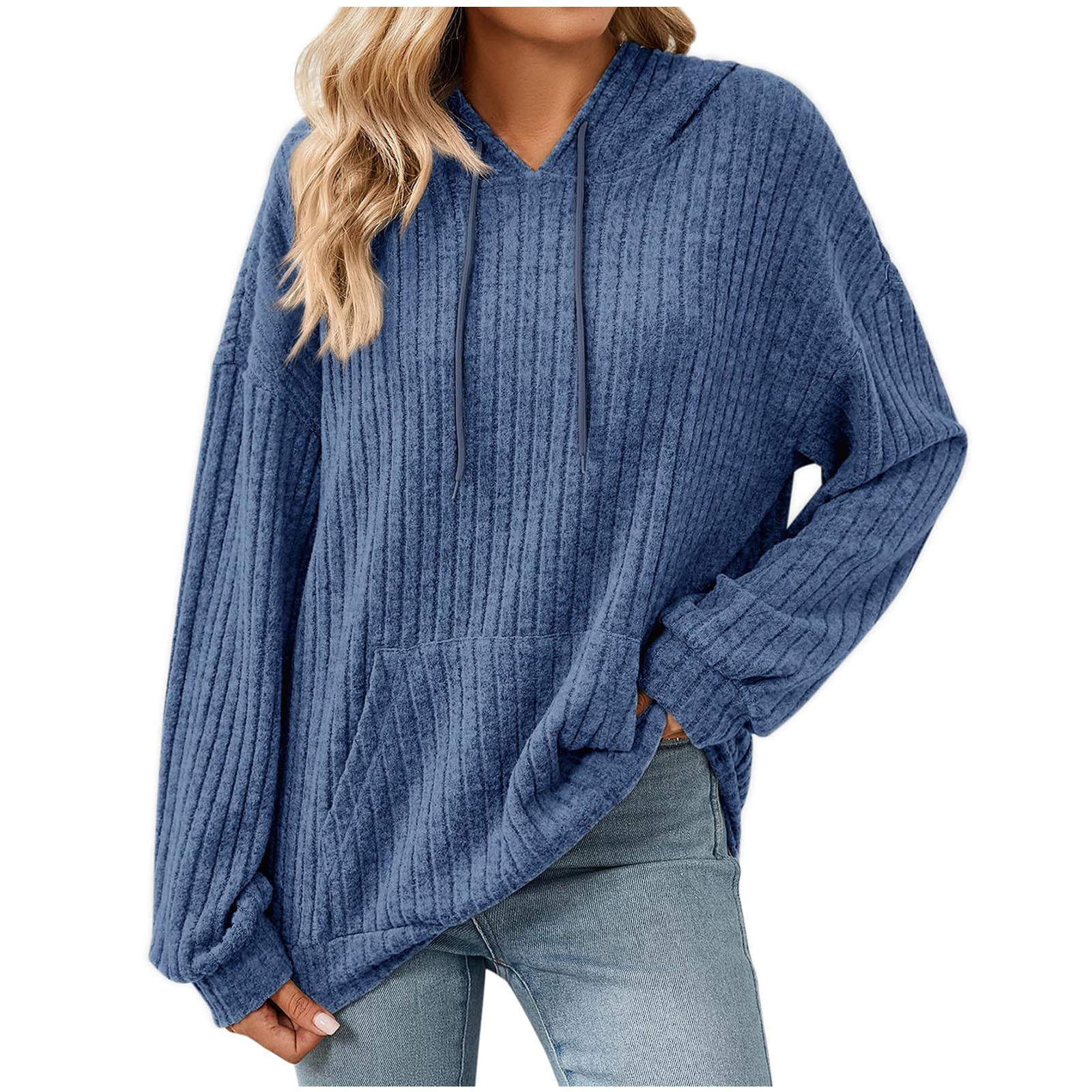 Women's Ribbed Pocket Hoodie