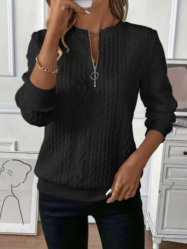 European And American Zipper Sweater Women's Coat Cardigan Black - Shop at LoveMi