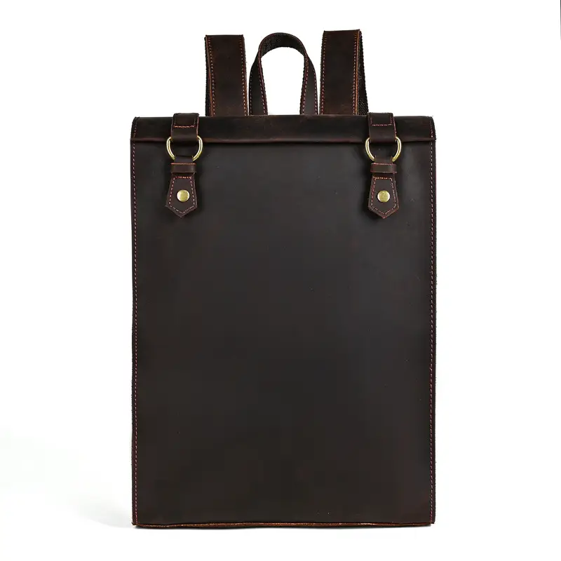 Crazy Horse Leather Men's Vintage Backpack Large Capacity