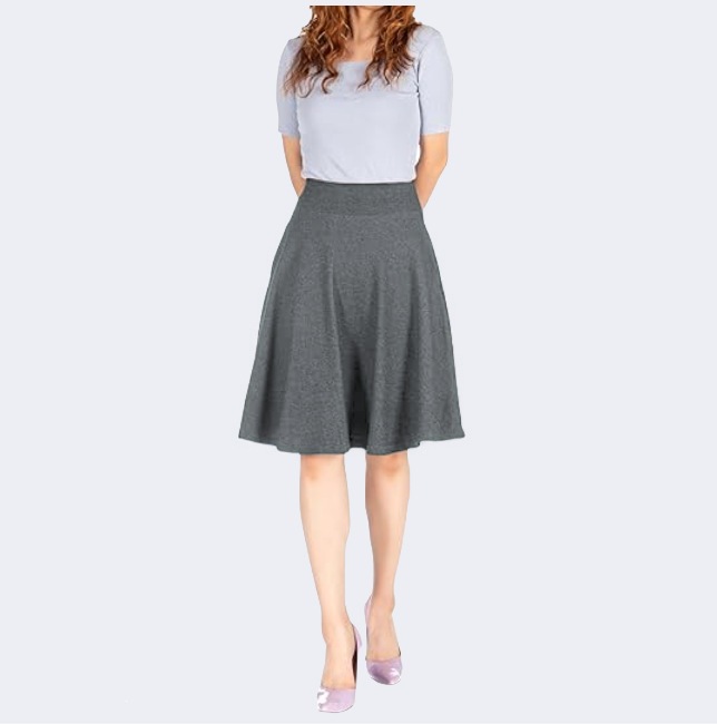 Knee-length A-line Skirt With Pockets Exuding An Elegant And Professional Vibe