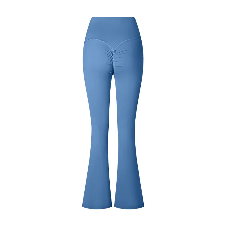 Women's Pure Color Simple Casual High Waist Wide Leg Pants - Denim Blue