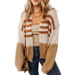 Women's Striped Contrast Cardigan Sweater - Lc2711396 P4016 - View 1