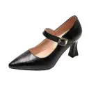 Womens French Style Pointed Oe Slingback Chunky Heel Pumps view 3
