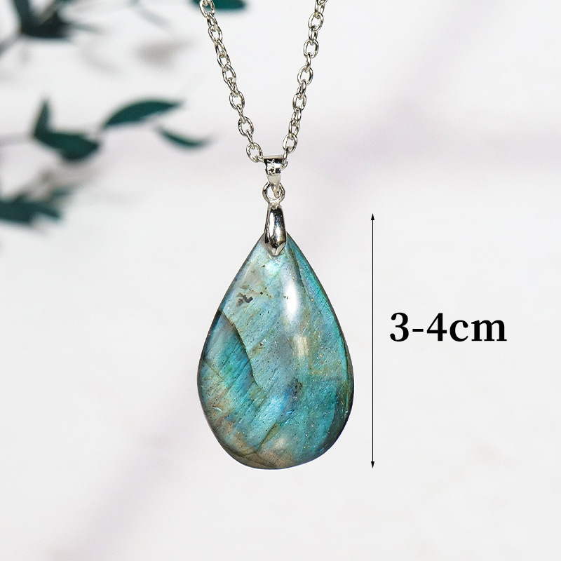 Natural Crystal Labradorite Teardrop Pendant