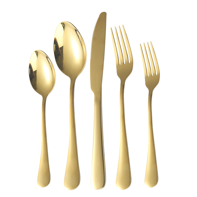 Stainless Steel Tableware Suit Titanium-plated Matte Five Components